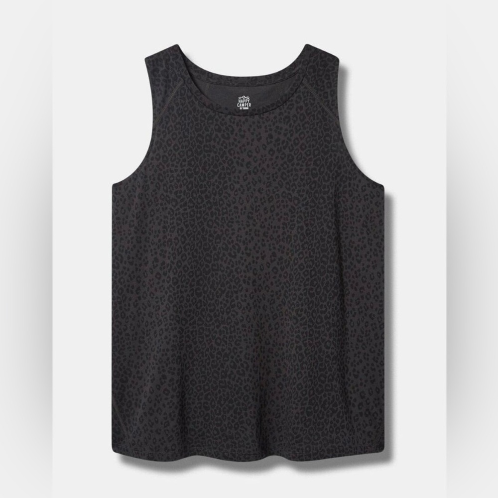 Torrid Plus Size Happy Camper Performance High Neck Active Tank Grey